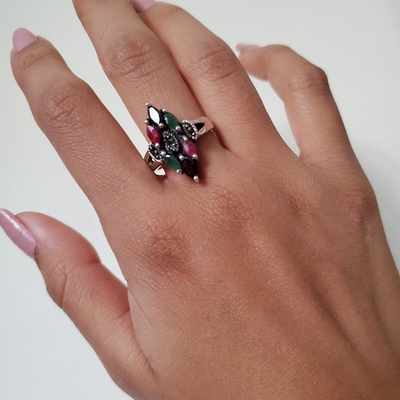 NWOT PERUVIAN Silver Sterling 925 Malachite stone Size 6 - Picture 2 of 8